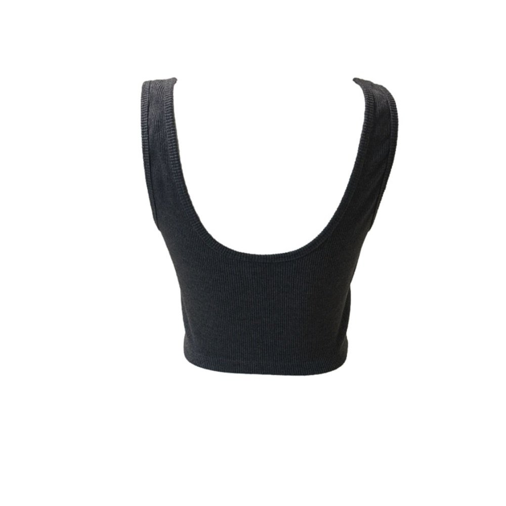 Volcom Gray Ribbed Sleeveless Skater Beach Ruched Detail Crop Tank Top Small S - Picture 3 of 7